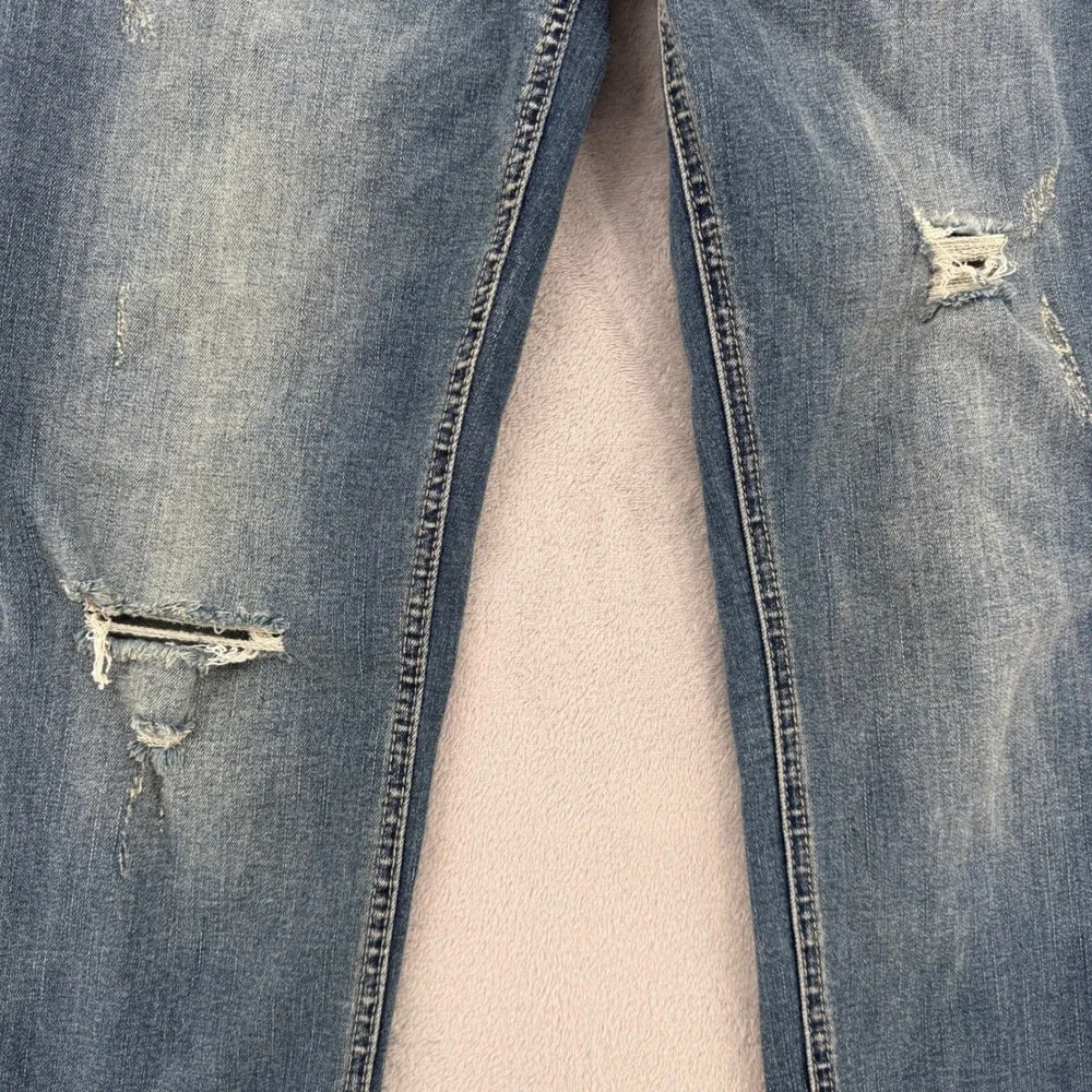 Free People Distressed Frayed Hem Crop Jeans Blue Denim Womens Size 28‎
